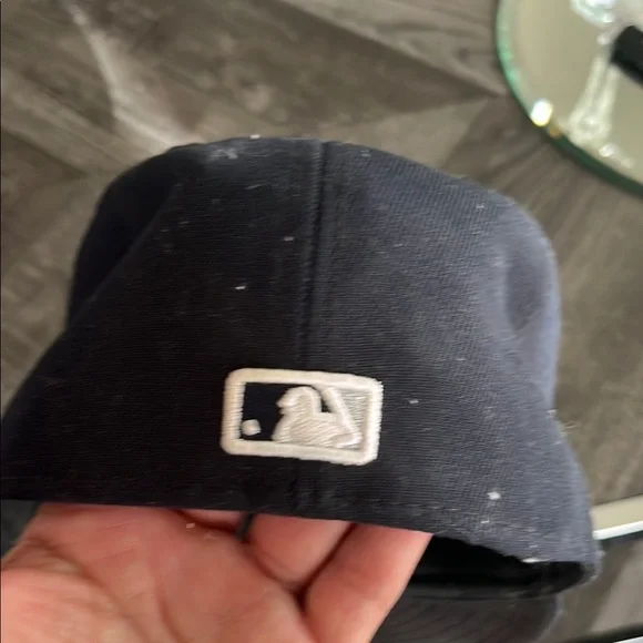 Blue and White Fitted Hat with NY Logo